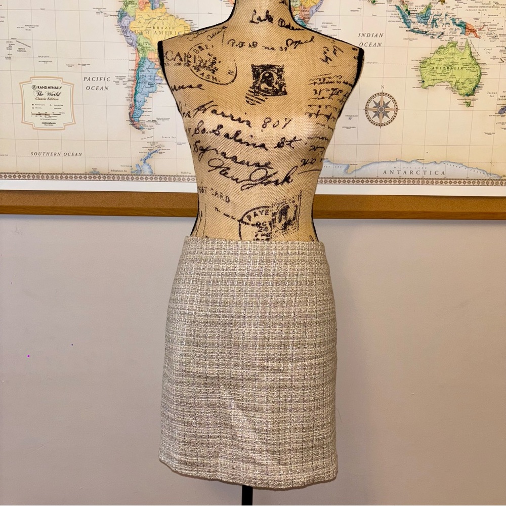 Gold Tweed Pencil Skirt